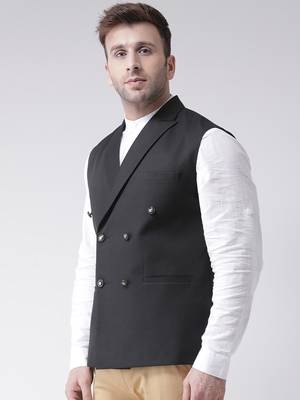 Black plain cotton poly
 nehru jacket 3