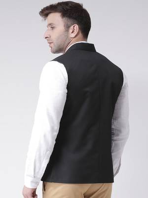 Black plain cotton poly
 nehru jacket 4