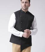 Black plain cotton poly
 nehru jacket
