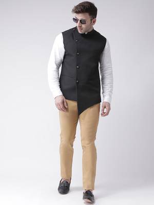 Black plain cotton poly
 nehru jacket 2