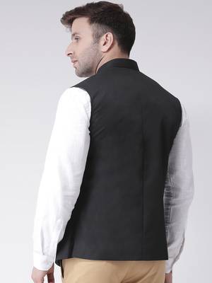 Black plain cotton poly
 nehru jacket 4
