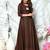Dark-brown printed faux rayon long tops