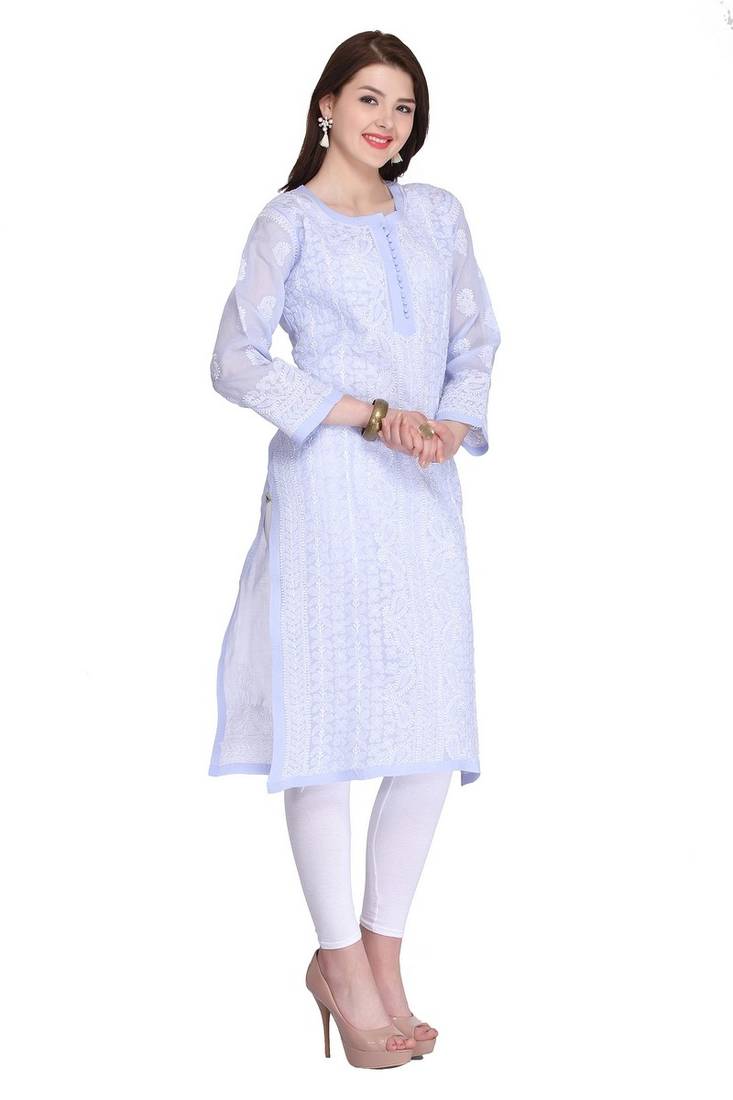 Ada Mauve Cotton Chikankari Kurti