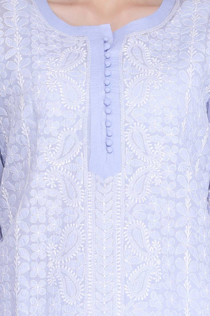 Ada Mauve Cotton Chikankari Kurti