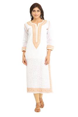 Ada White Cotton Chikankari Kurti 1