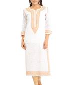 Ada White Cotton Chikankari Kurti