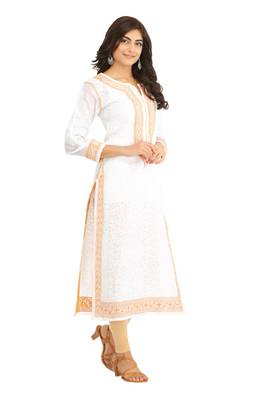 Ada White Cotton Chikankari Kurti 3