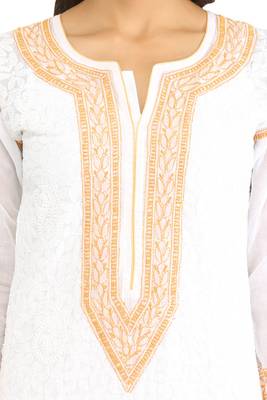 Ada White Cotton Chikankari Kurti 4