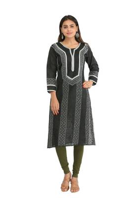 Ada Black Cotton Chikankari Kurti 1