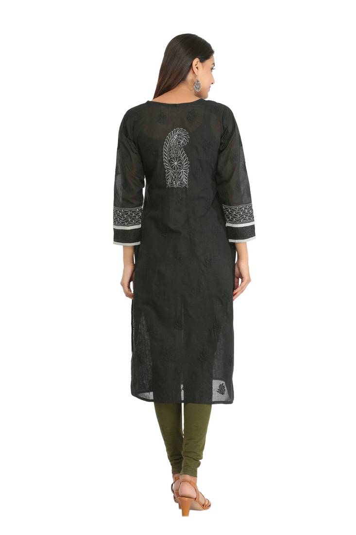 Ada Black Cotton Chikankari Kurti