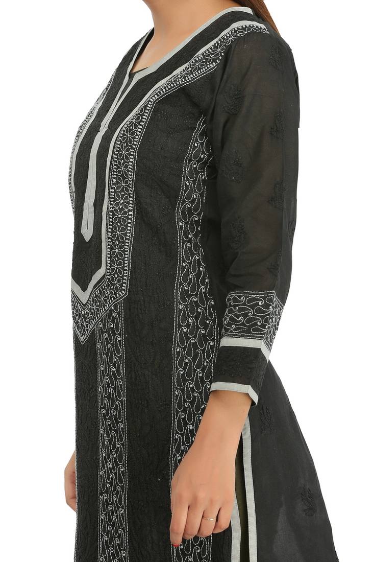Ada Black Cotton Chikankari Kurti