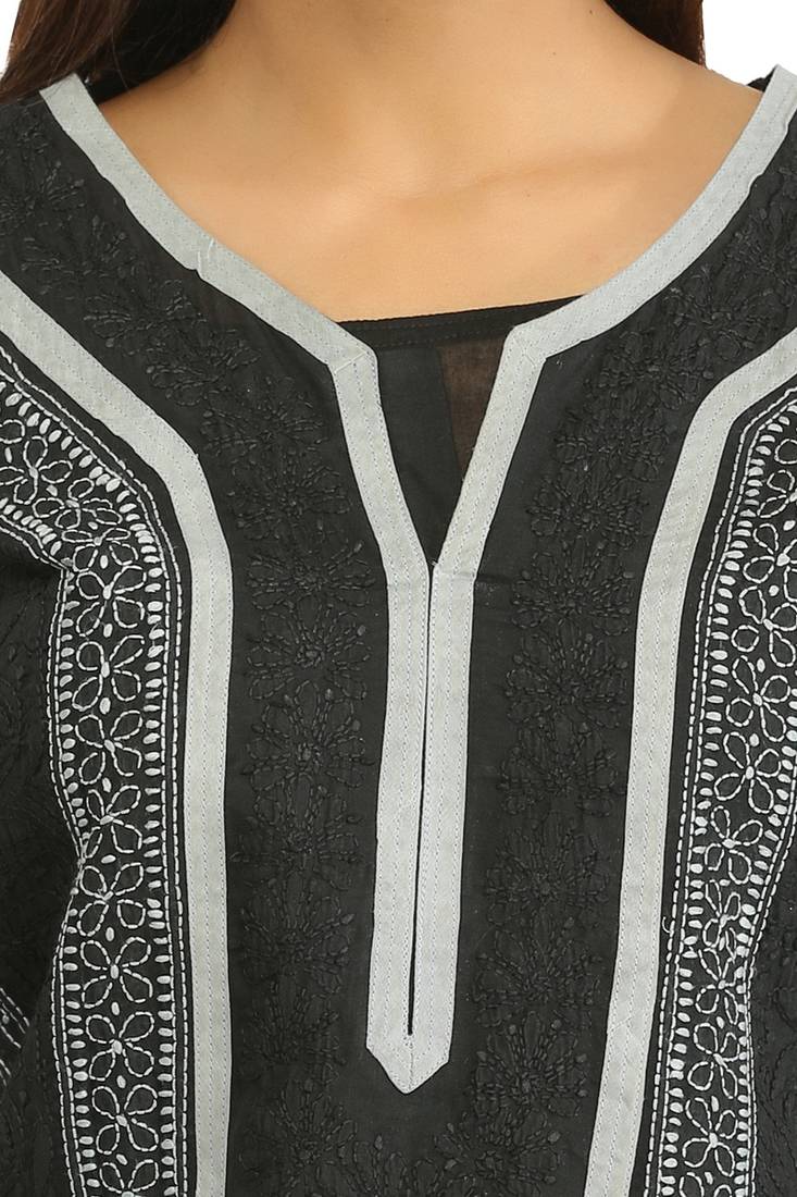 Ada Black Cotton Chikankari Kurti