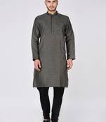 Black Plain Silk Blend Kurta Pajama