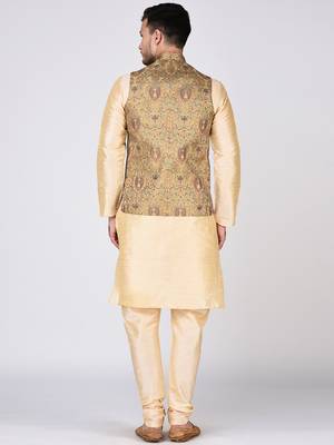 Gold Woven Silk Blend Kurta Pajama 4