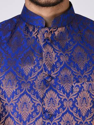 Grey Woven Silk Blend Kurta Pajama 3