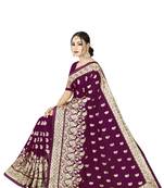 Wine embroidered art silk saree with blouse