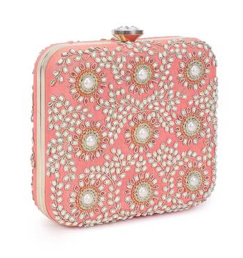 Coral square clutch 2