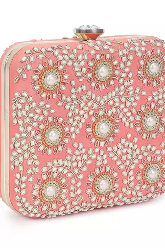 Coral square clutch