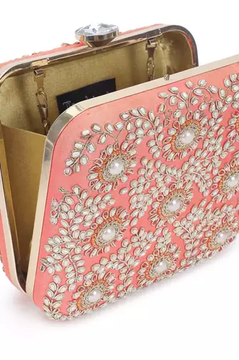 Coral square clutch