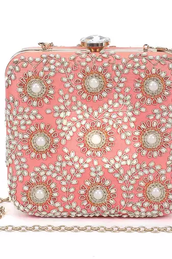 Coral square clutch