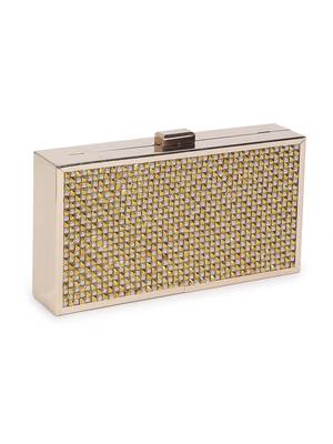 Gold white checkered clutch 2