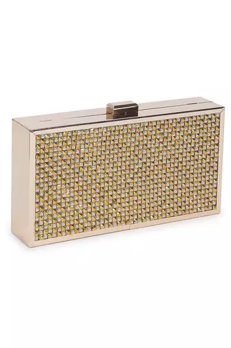 Gold white checkered clutch