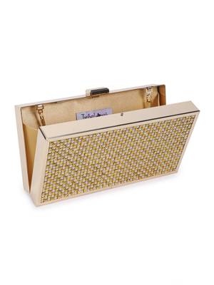 Gold white checkered clutch 3