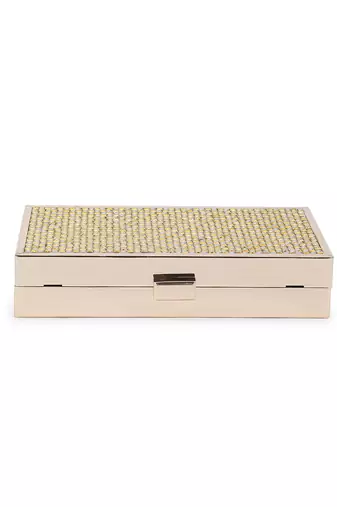 Gold white checkered clutch