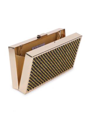 Black gold checkered clutch 3