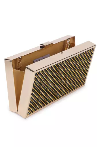 Black gold checkered clutch