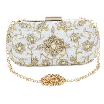 Ice blue flower clutch 1