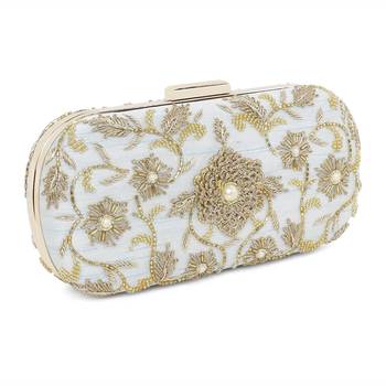 Ice blue flower clutch 2