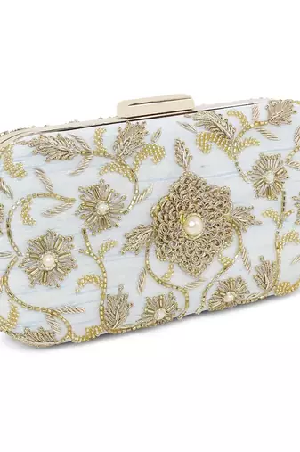 Ice blue flower clutch
