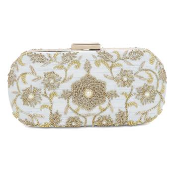 Ice blue flower clutch 3