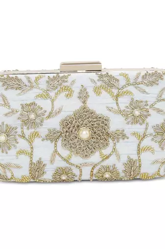 Ice blue flower clutch