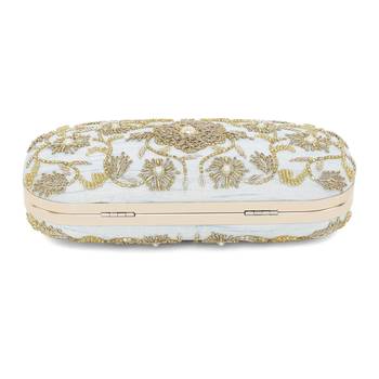 Ice blue flower clutch 4