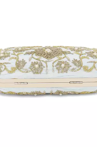 Ice blue flower clutch