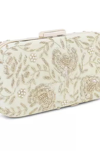 Lime green floral clutch
