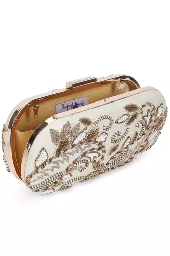 Offwhite embroidered clutch