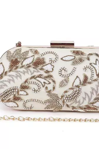 Offwhite embroidered clutch