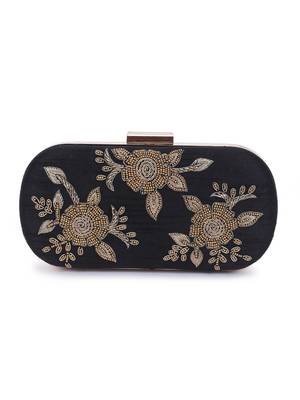 Tri flower black clutch 1
