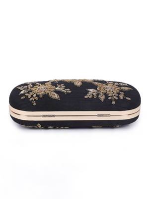 Tri flower black clutch 4