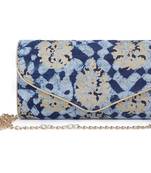 Indigo motif clutch