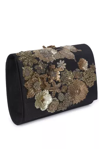 Mix media black clutch