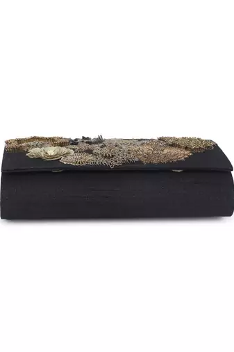 Mix media black clutch