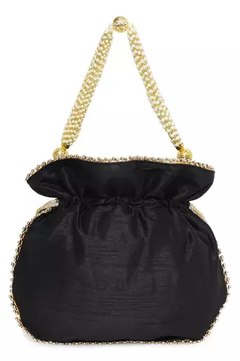 Black paisley potli