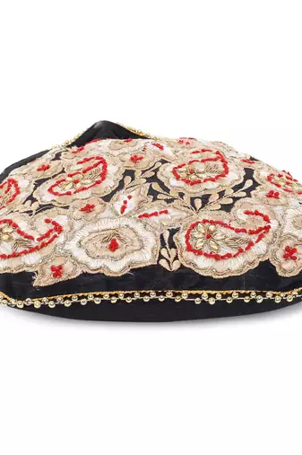 Black paisley potli