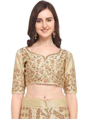 Lemon Embroidered
 Satin Semi Stitched Lehenga With Dupatta 4