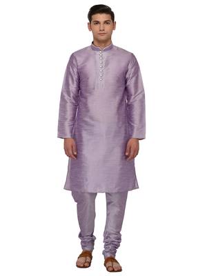 Purple Plain Dupion Silk Kurta Pajama 1