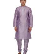 Purple Plain Dupion Silk Kurta Pajama